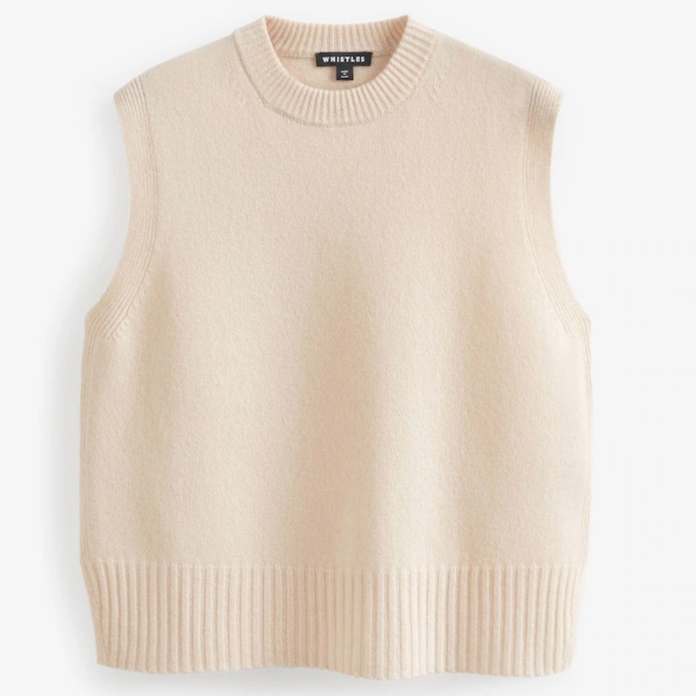 Whistles Cream Sleeveless Sweater Tank Vest 100% Wool